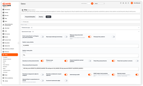 Czytelniejsze, uporządkowane ustawienia modułów w panelu CMS