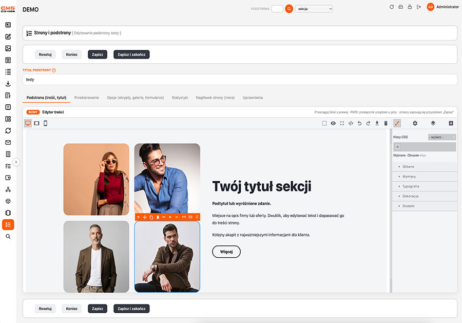 Blok: galeria zdjęć z tekstem