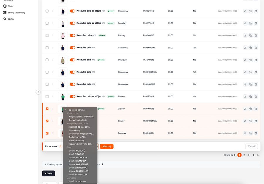 Zmiany hurtowe